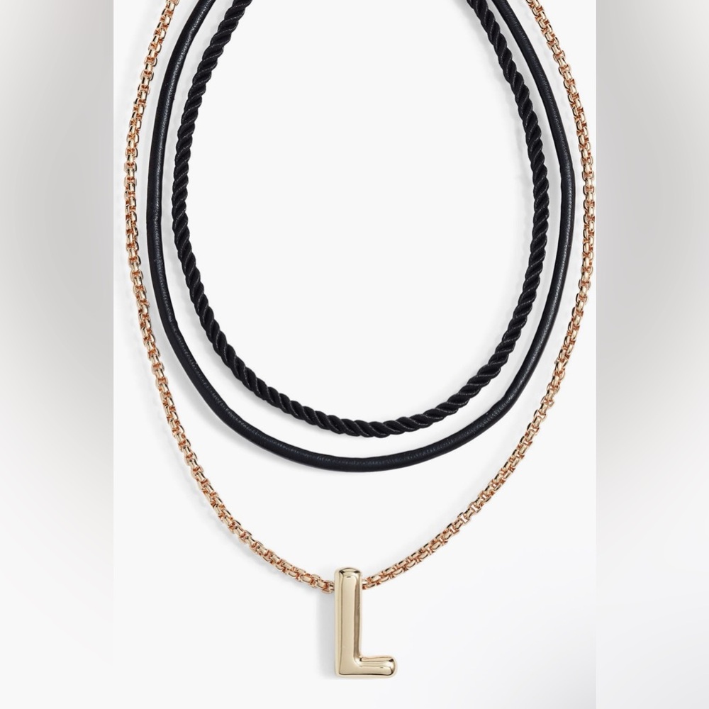 Open Edit Interchangeable Initial Pendant Necklaces - Letter L